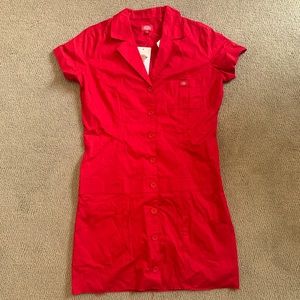 Red Dickie’s worker dress